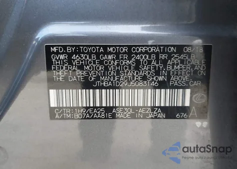 2018 Lexus Is 300 из США, поврежденный, VIN JTHBA1D29J5083146